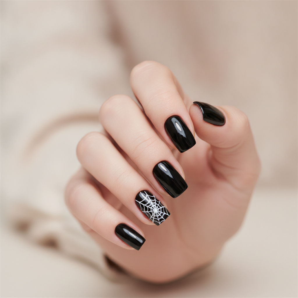 Black with spiderweb accents