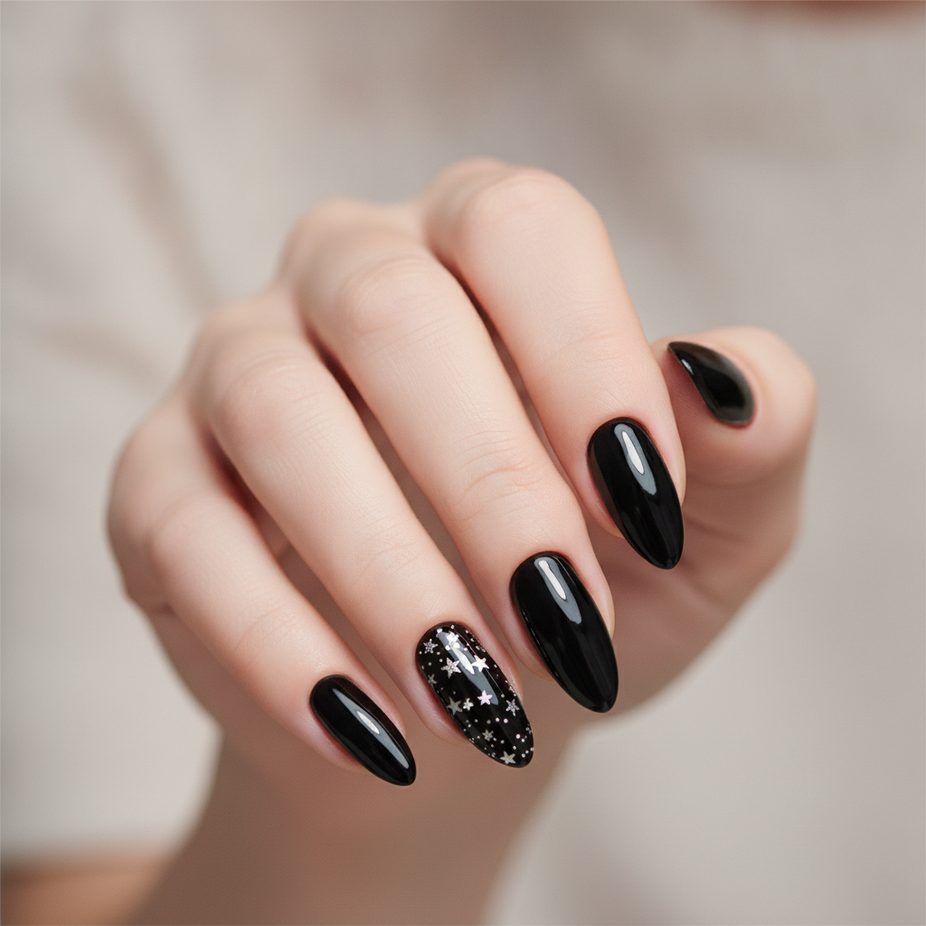 Black with sparse star accents