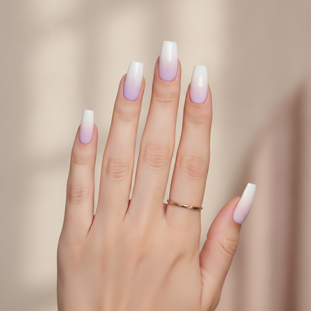 Soft lilac-to-white ombré