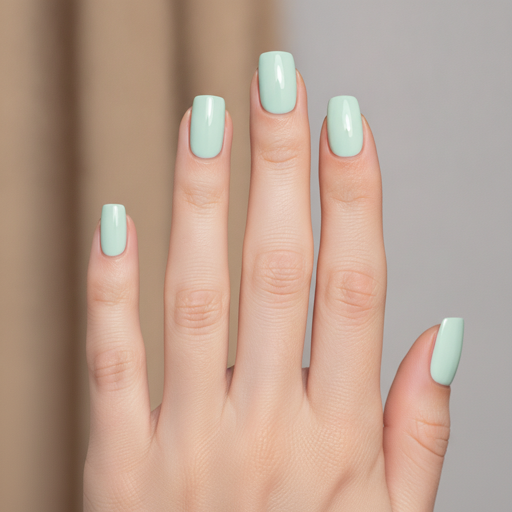 Short square mint gloss