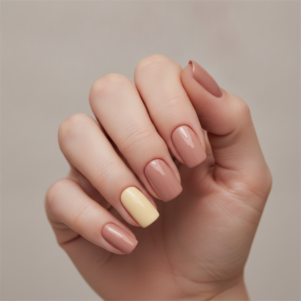 Sheer nude with butter-yellow accents