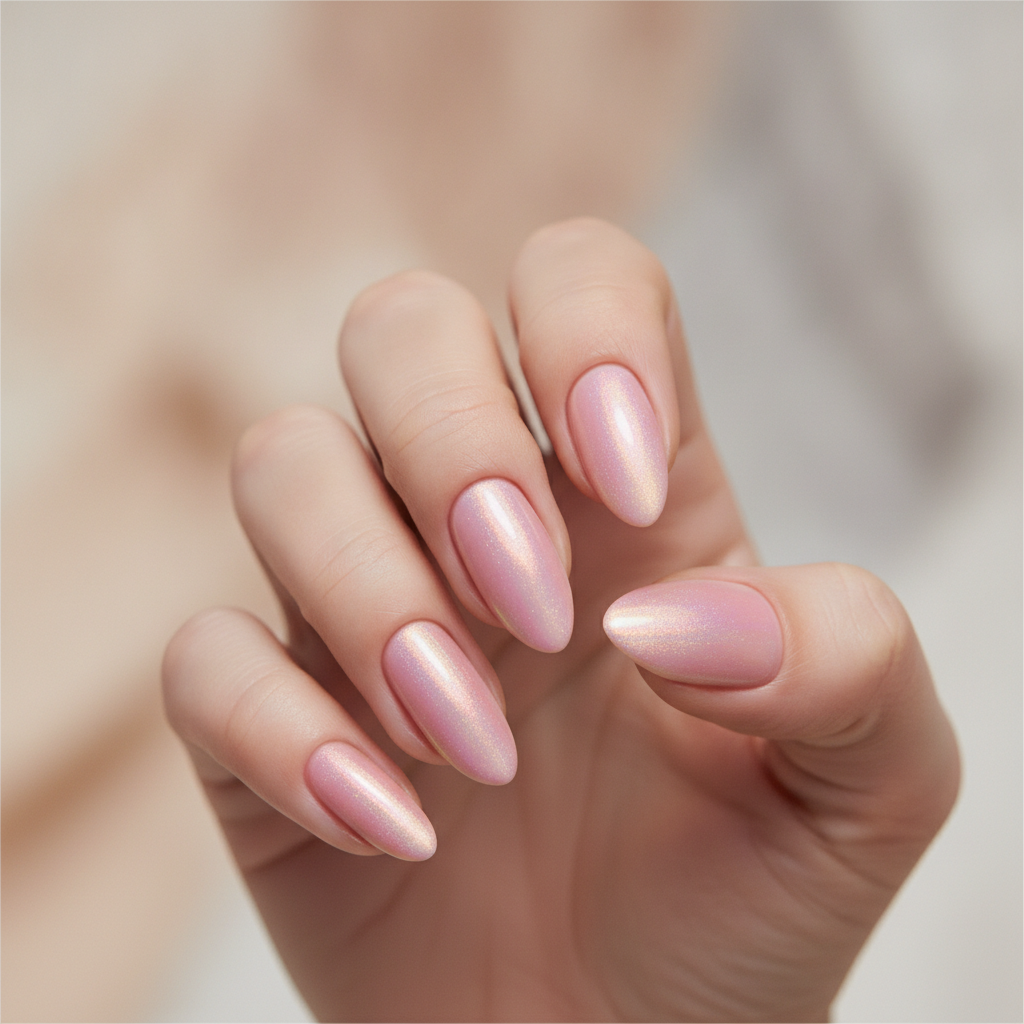 Aurora sheen over blush pink
