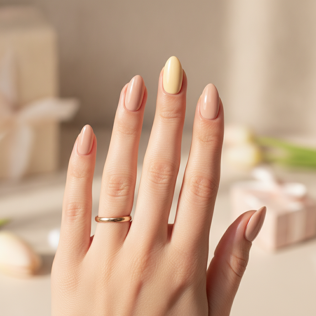 Nude with butter-yellow accents