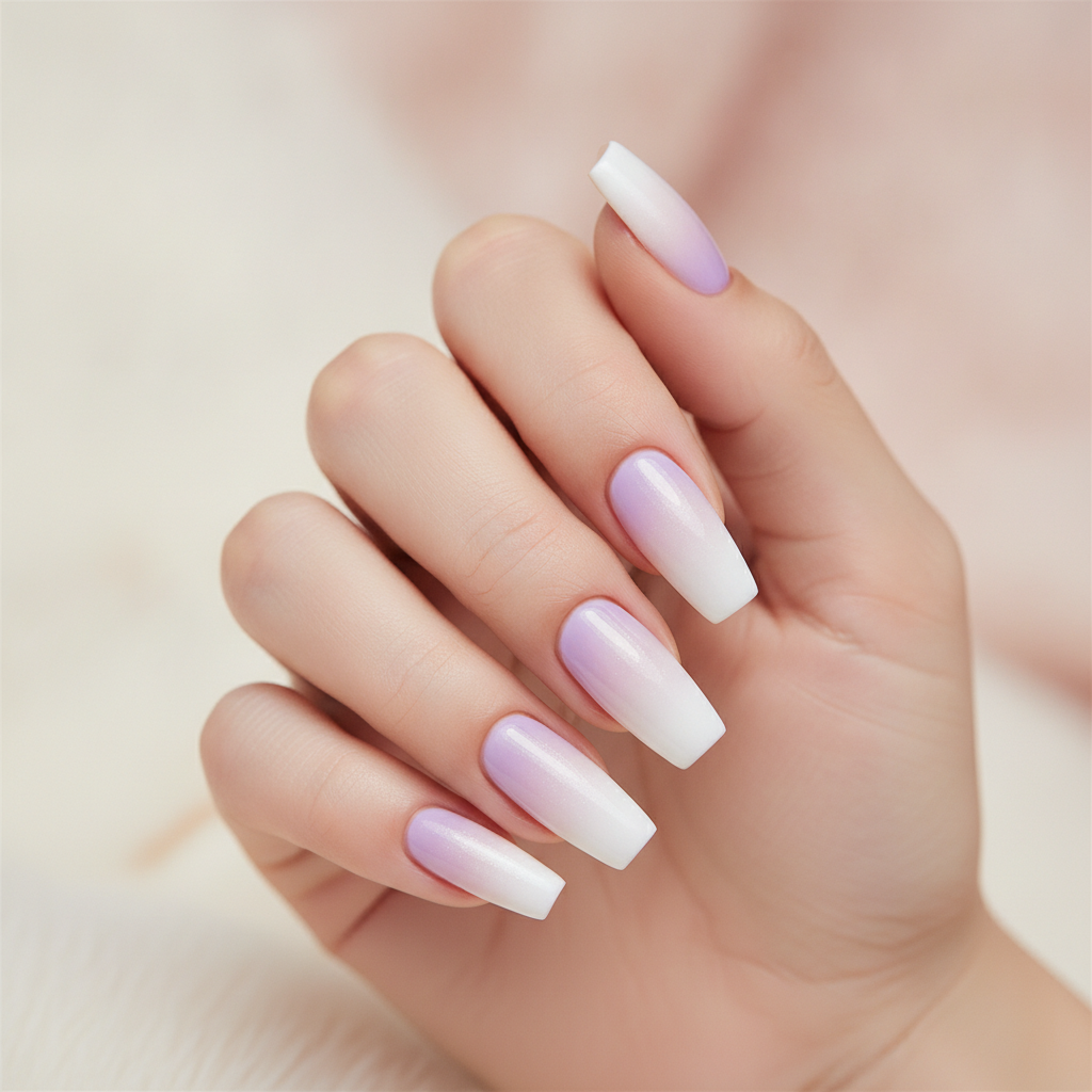 Soft lilac-to-white ombré
