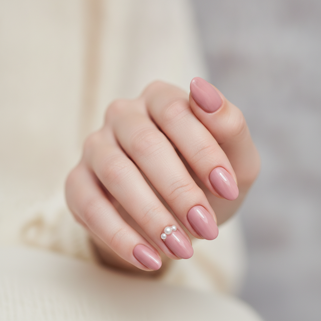 Blush pink with pearl accents
