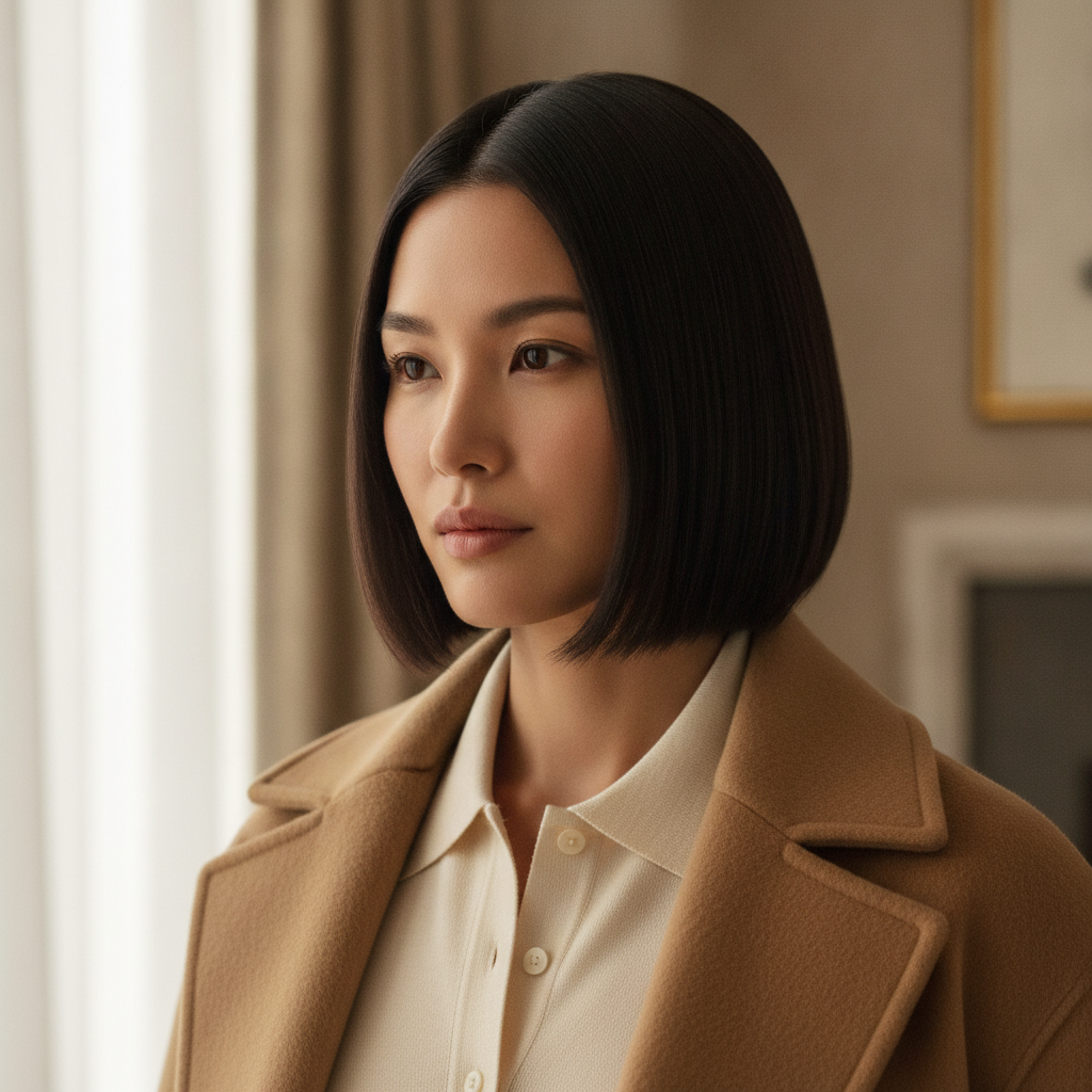 Center-part sleek bob