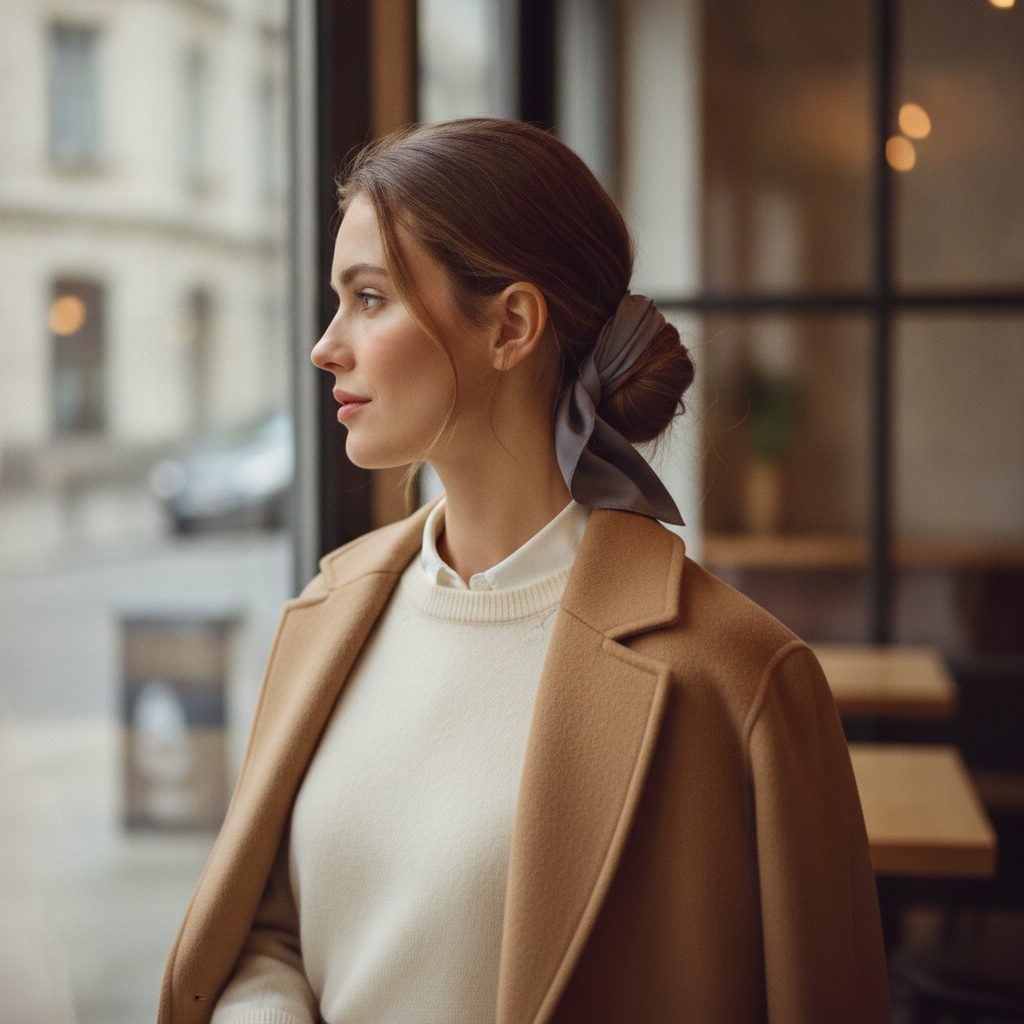 Silk scarf around a bun
