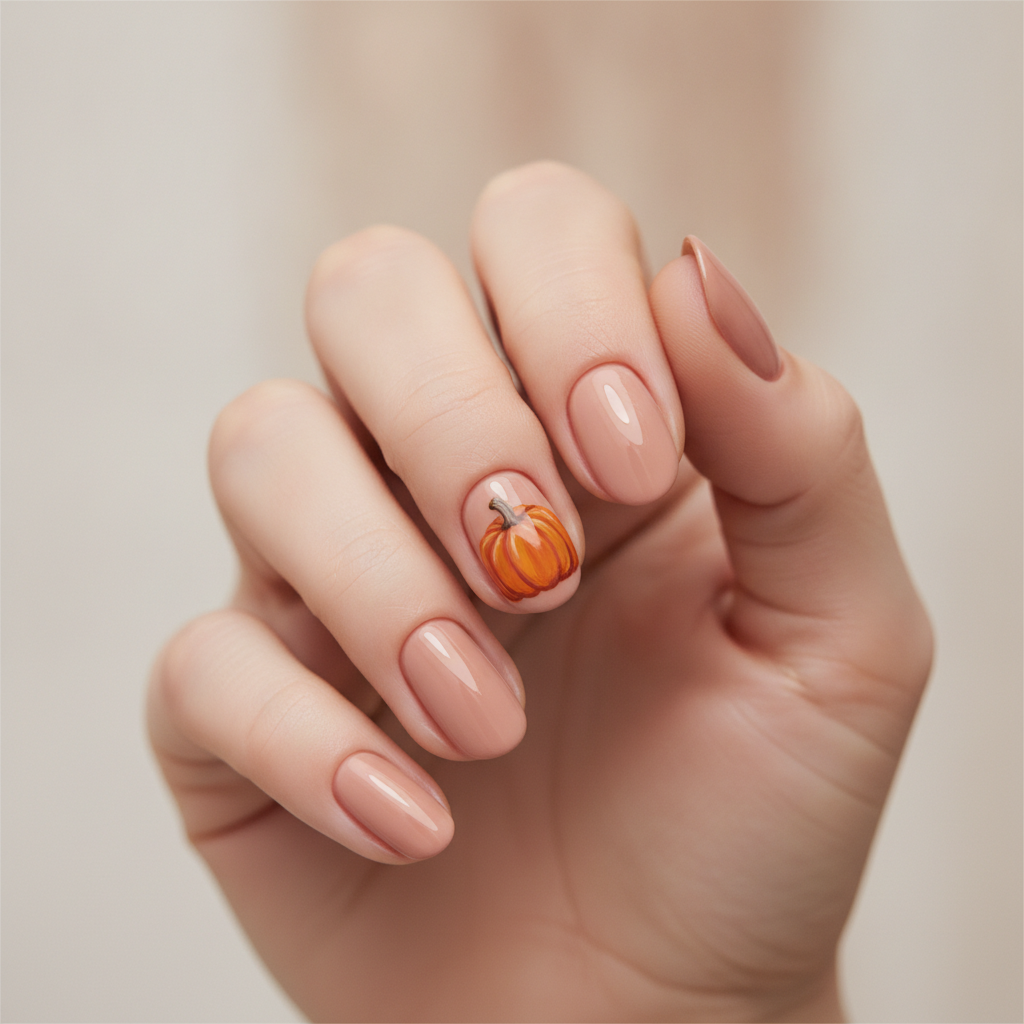 Nude with one painted pumpkin accent