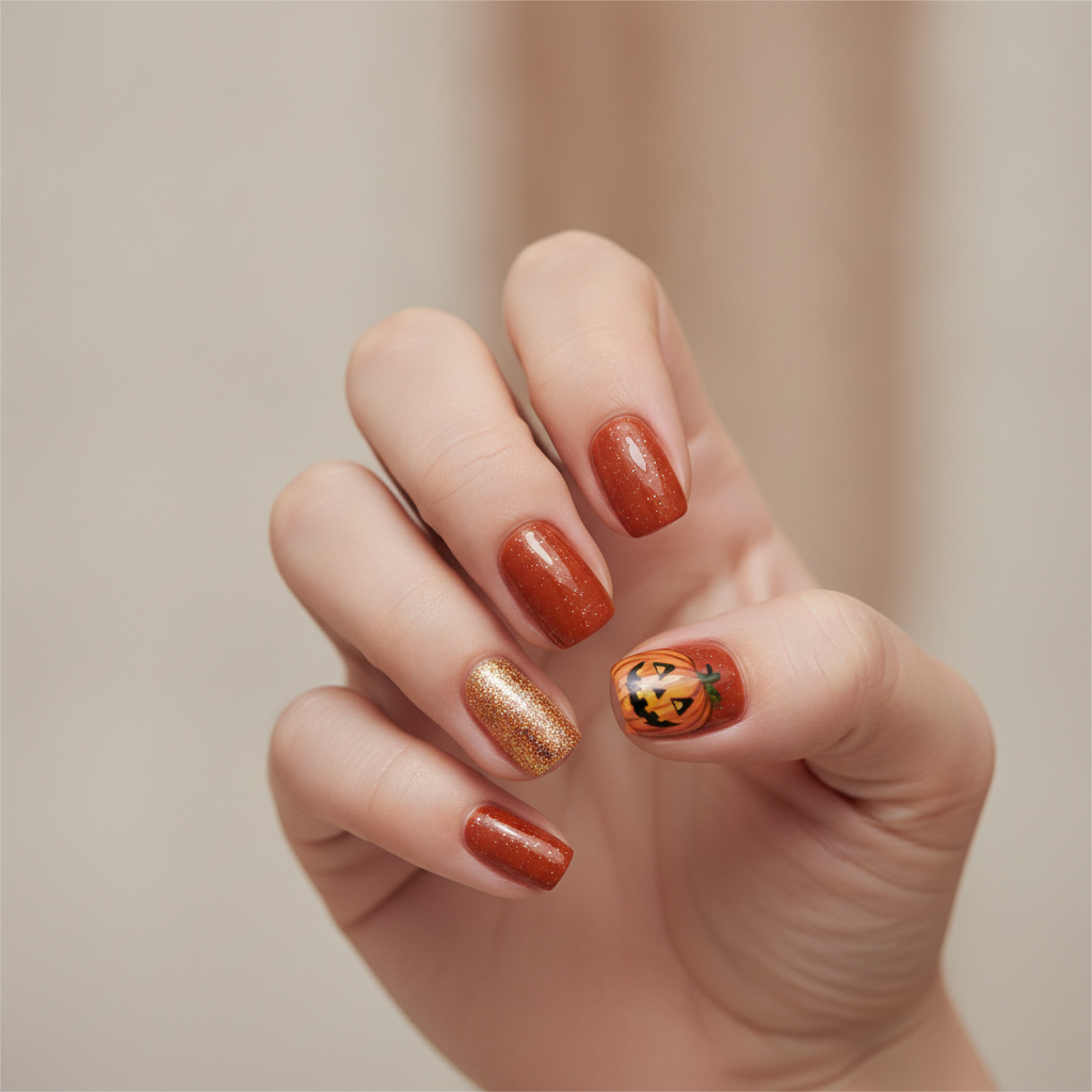 Spice orange with glitter jack-o’-lantern