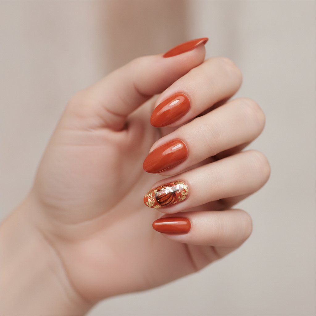 Orange with gold-leaf pumpkin accent
