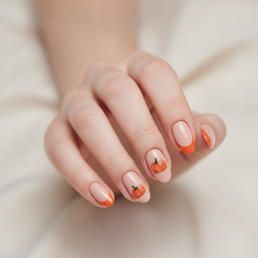Orange half-moon with pumpkin tip art