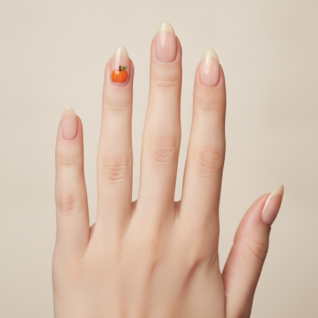 Negative space with floating pumpkin accent