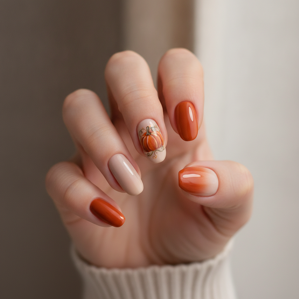 Pumpkin-to-cream ombré with pumpkin accent