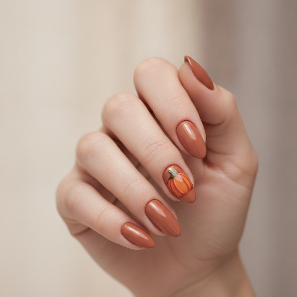 Pecan brown with painted pumpkin accent