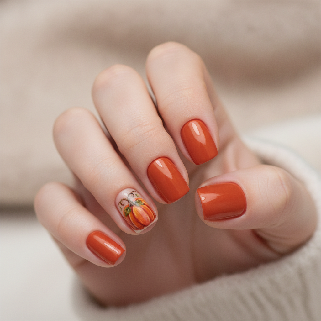 Burnt orange with pumpkin-and-stem accent