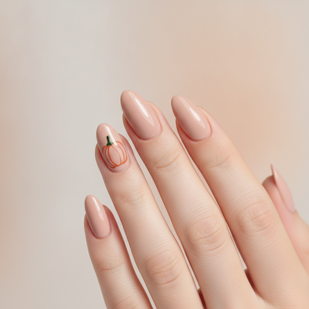 Nude with pumpkin outline accents