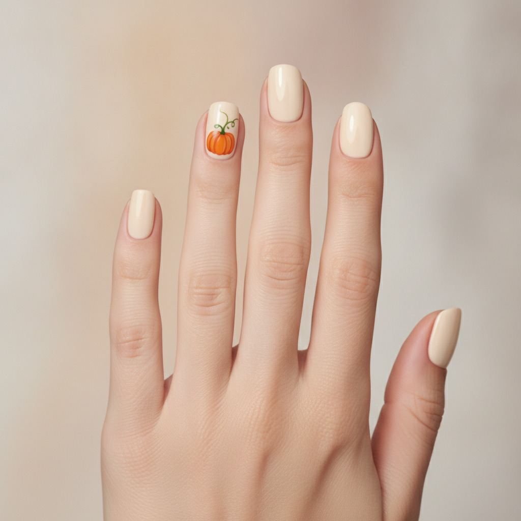 Cream with pumpkin and vine accent