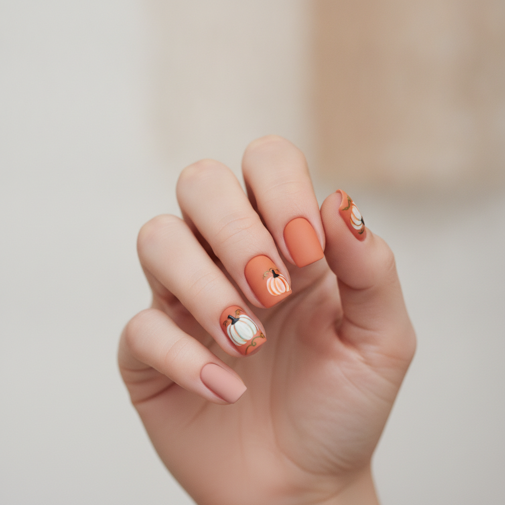 Short squares with tiny pumpkin accents