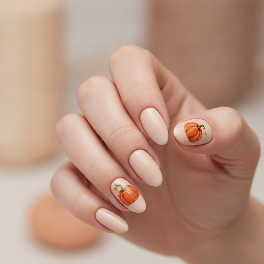 Cream field with two pumpkin accents