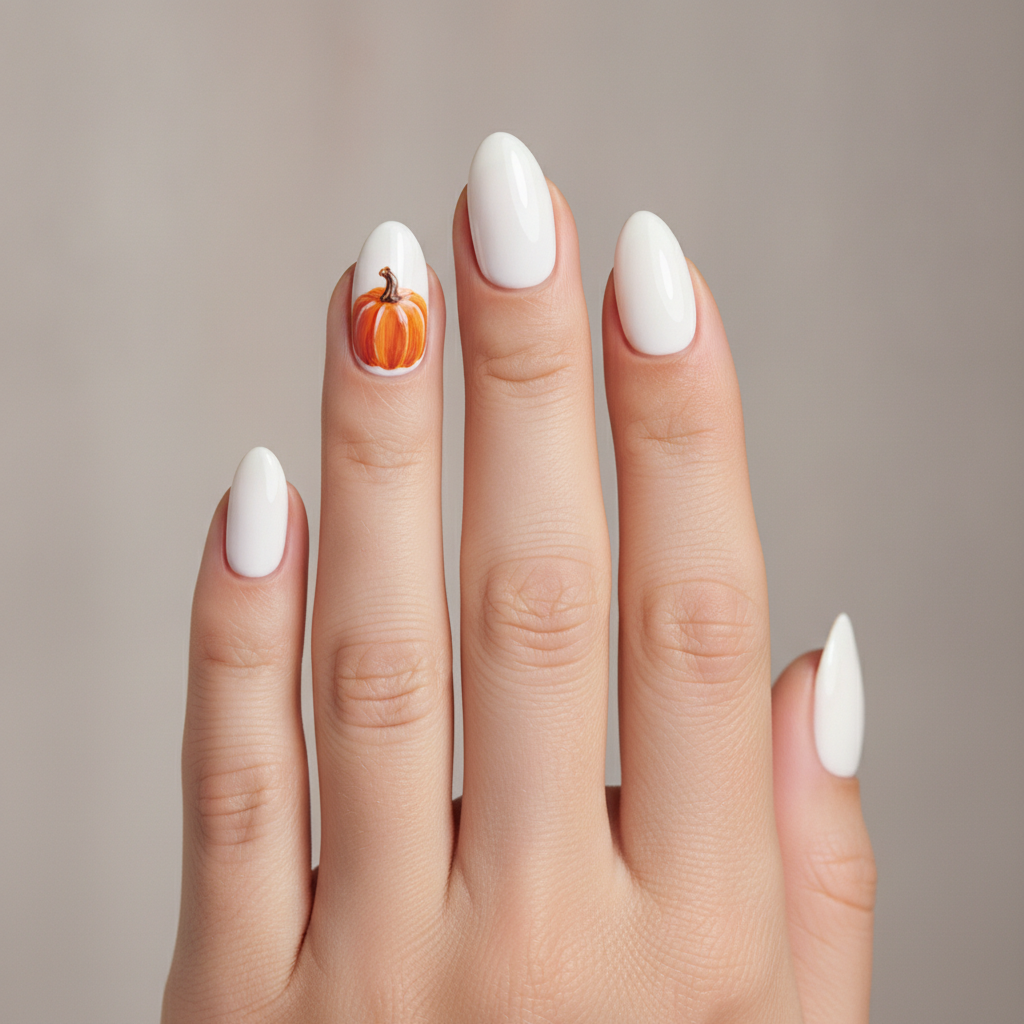 White field with orange pumpkin accents