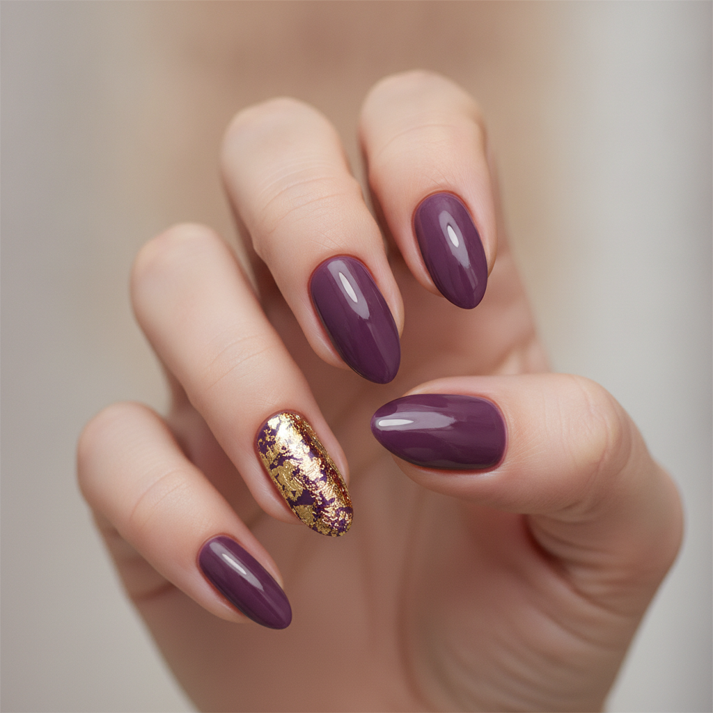 Deep plum with gold foil accents