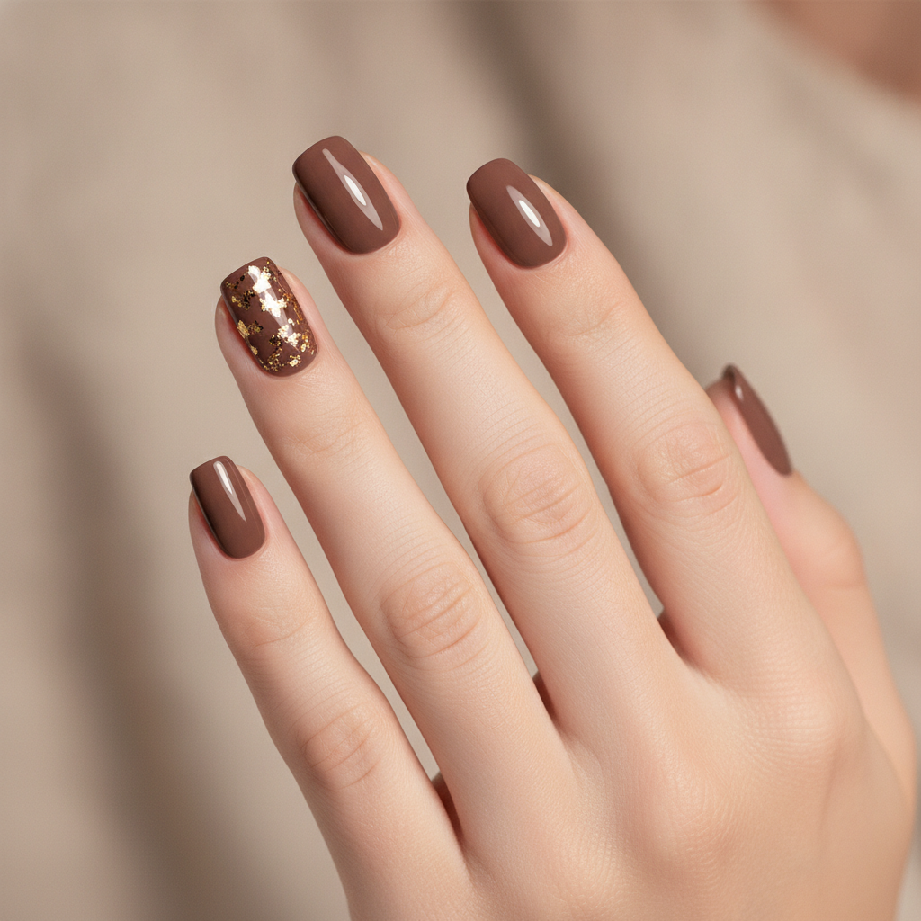 Mocha with gold foil accents