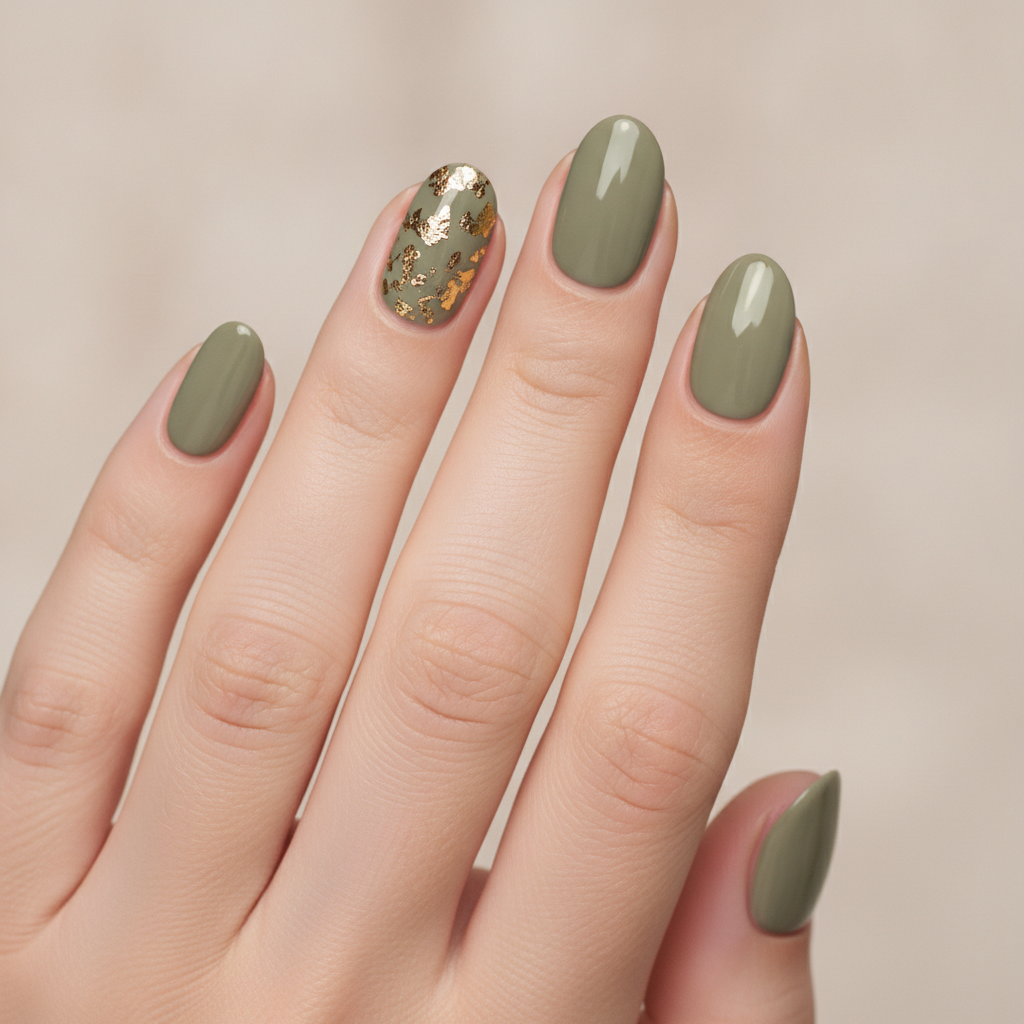 Olive with gold leaf accents