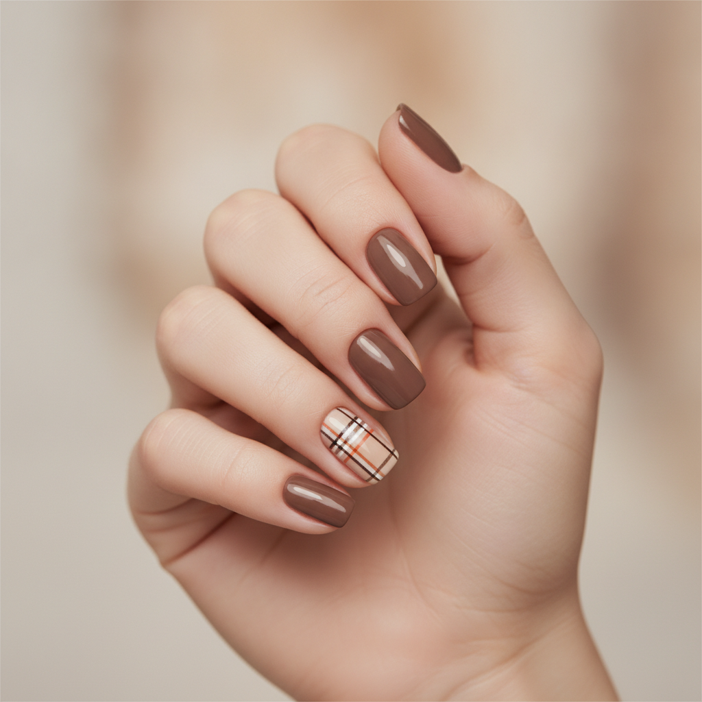 Mocha with quiet plaid accents