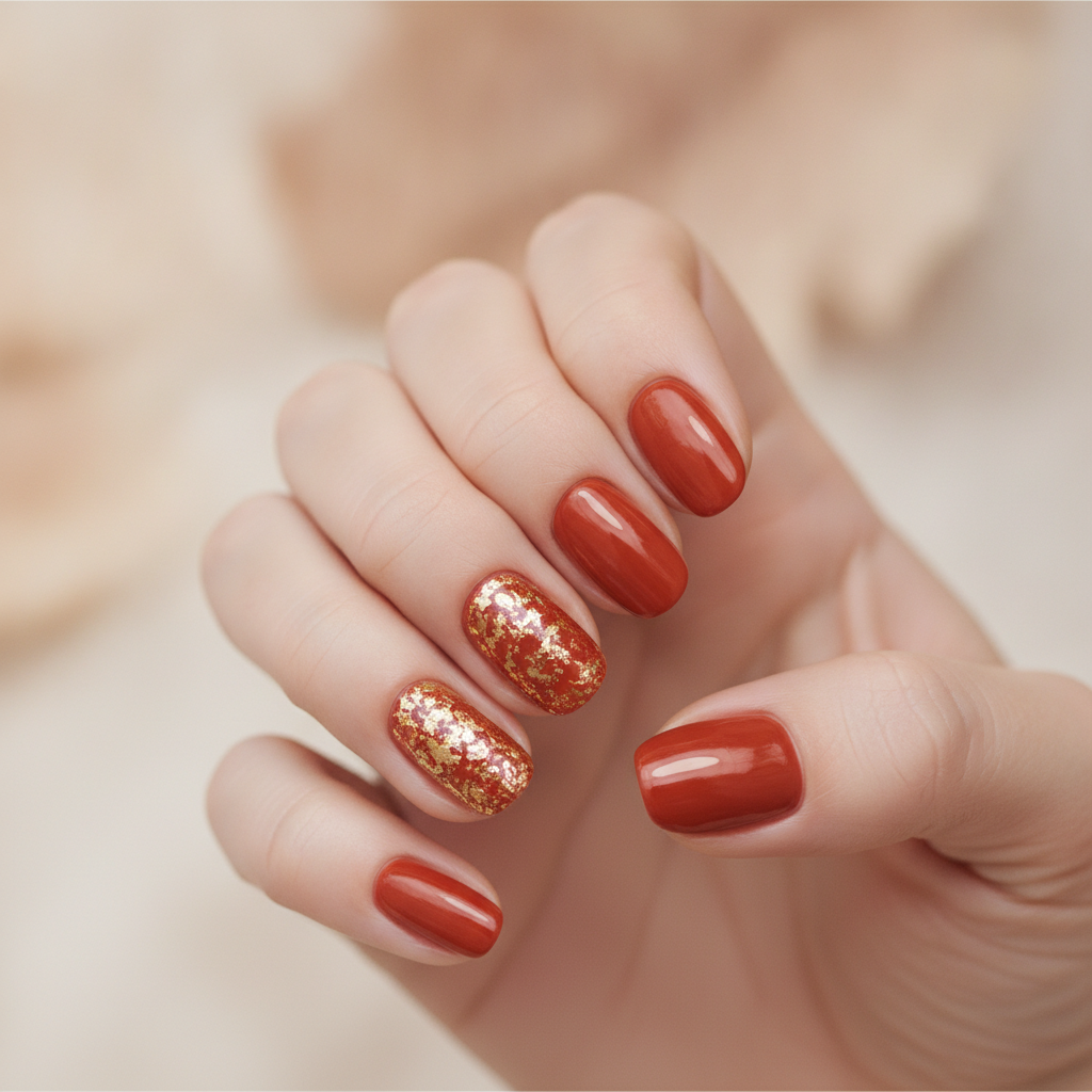 Early rust with gold glitter accents
