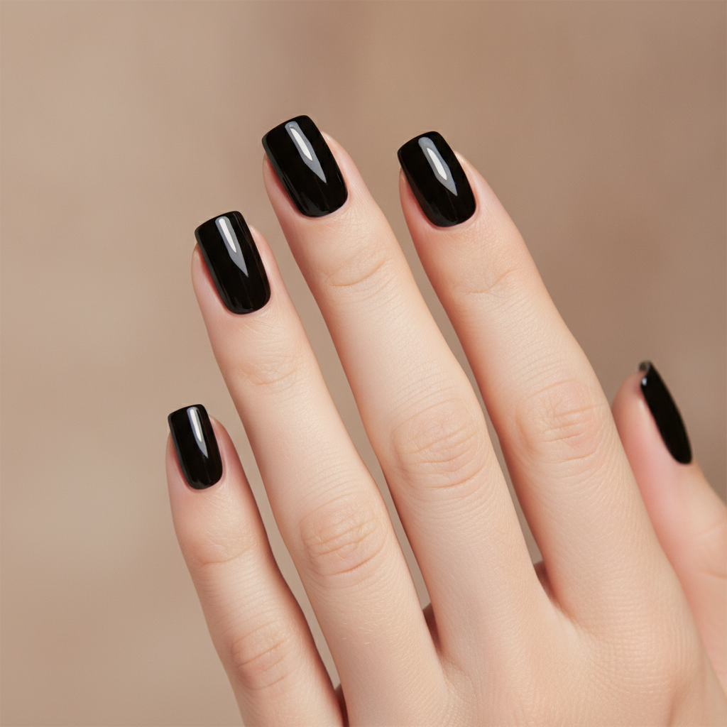 Short glossy black solid