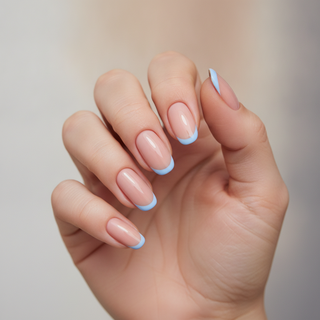 Nude with micro blue tips