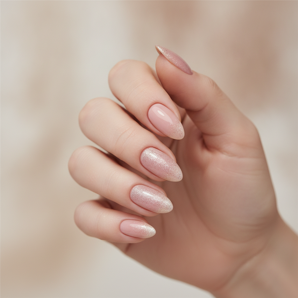 Sheer glitter topper over nude