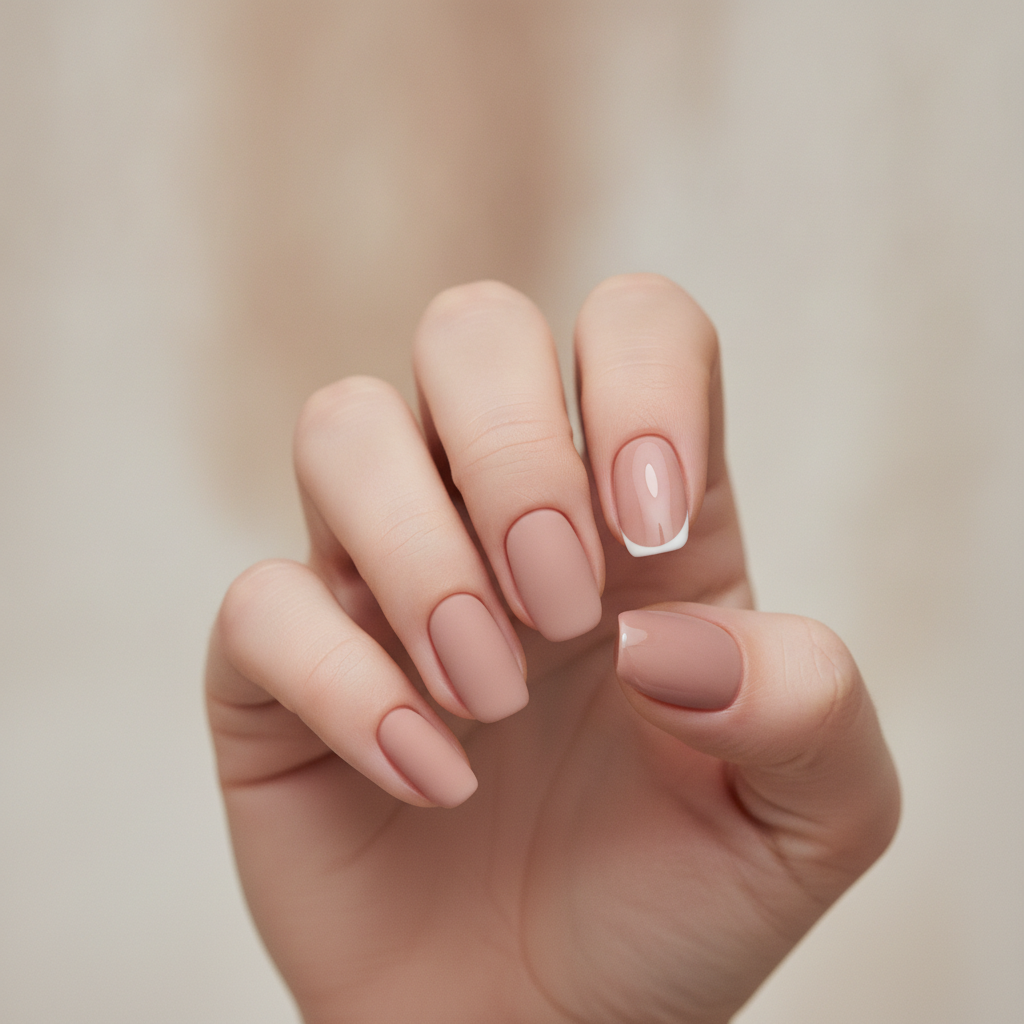 Matte nude with two glossy accents
