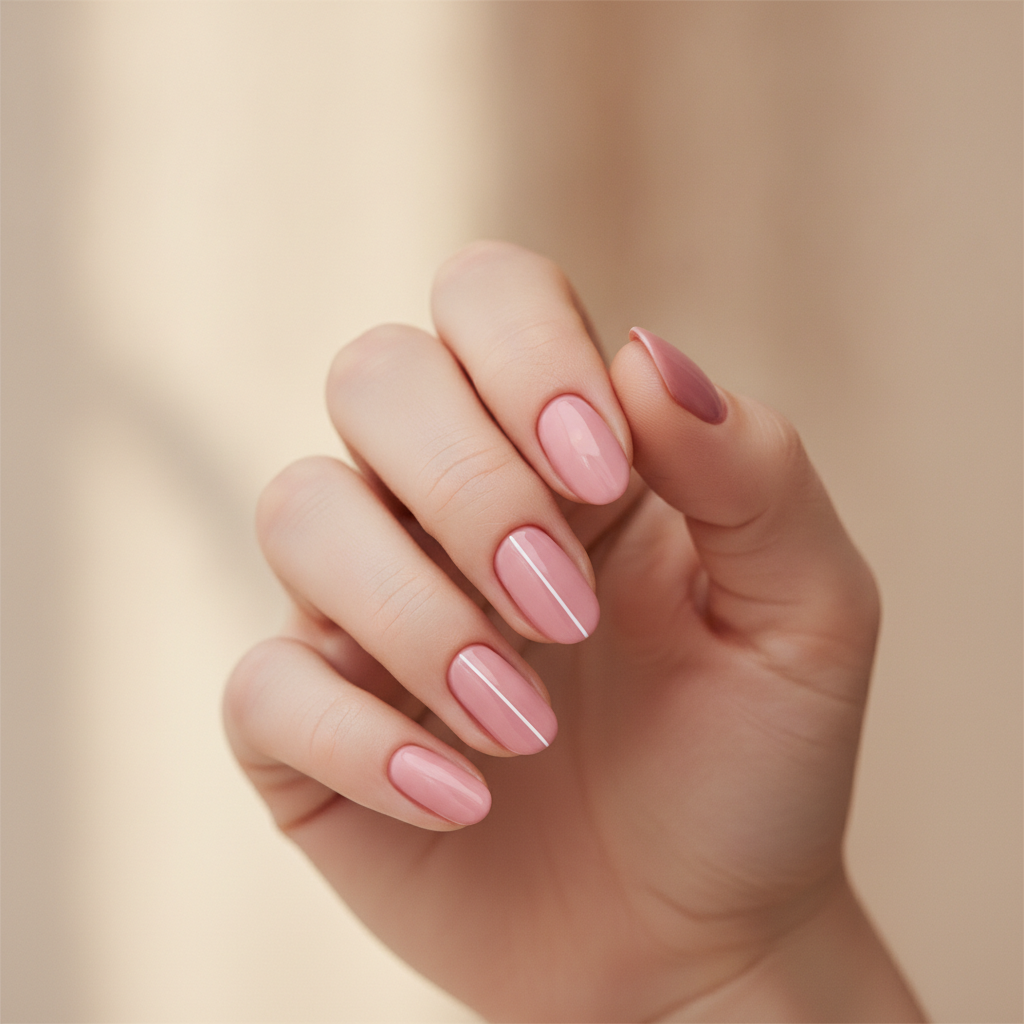 Solid pink with one thin white stripe