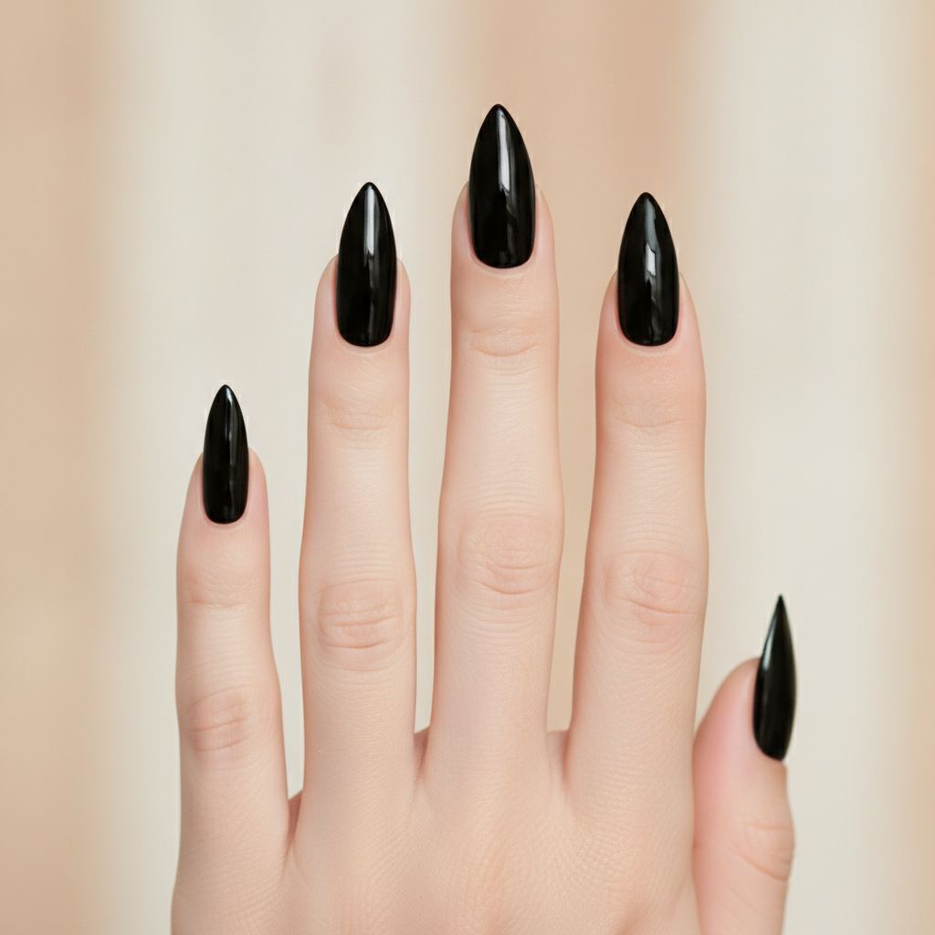 Long black stiletto gloss
