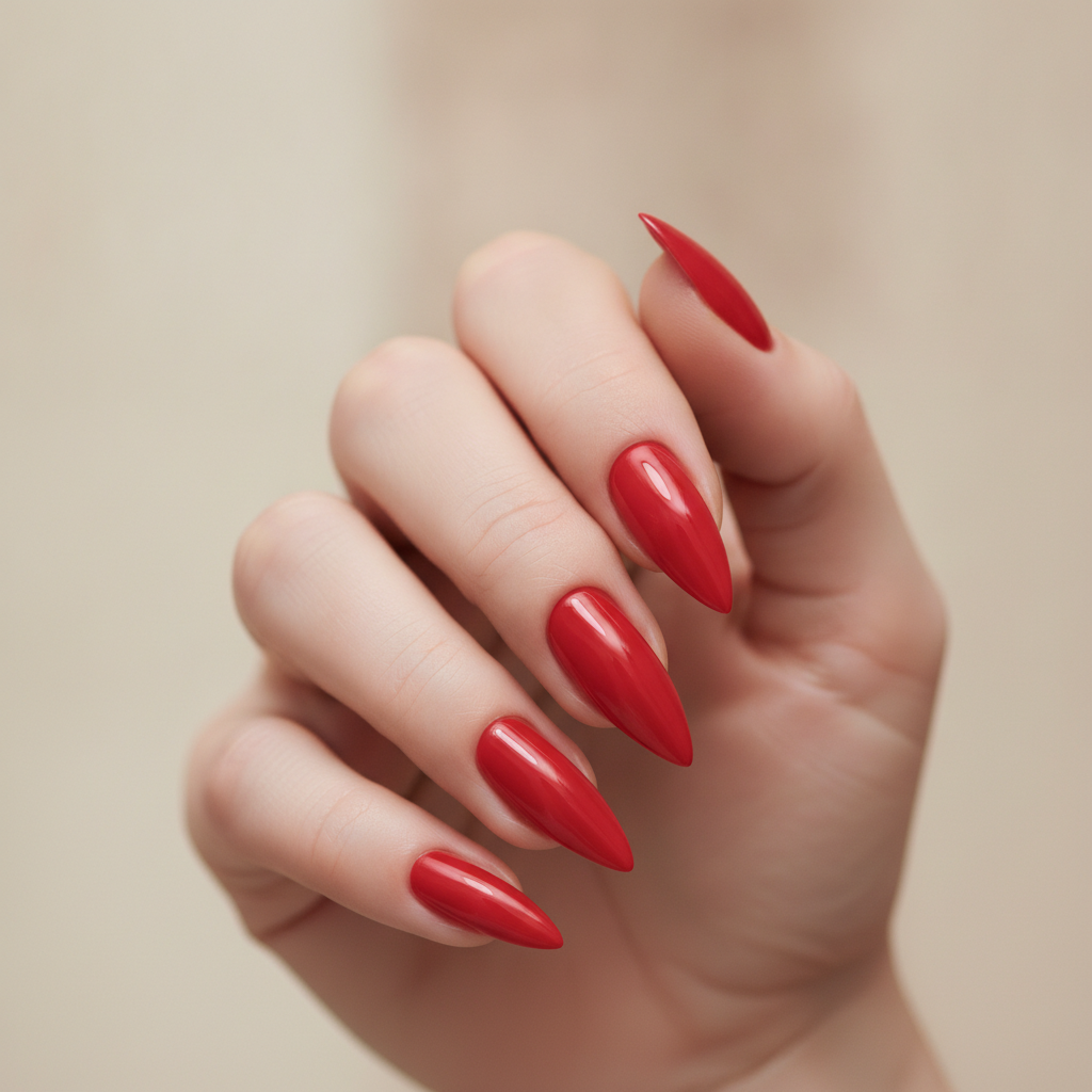 Long red stiletto gloss