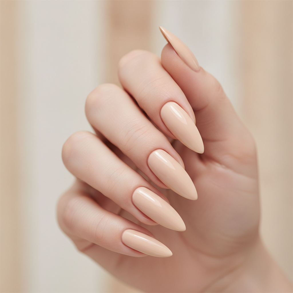 Long champagne stiletto gloss