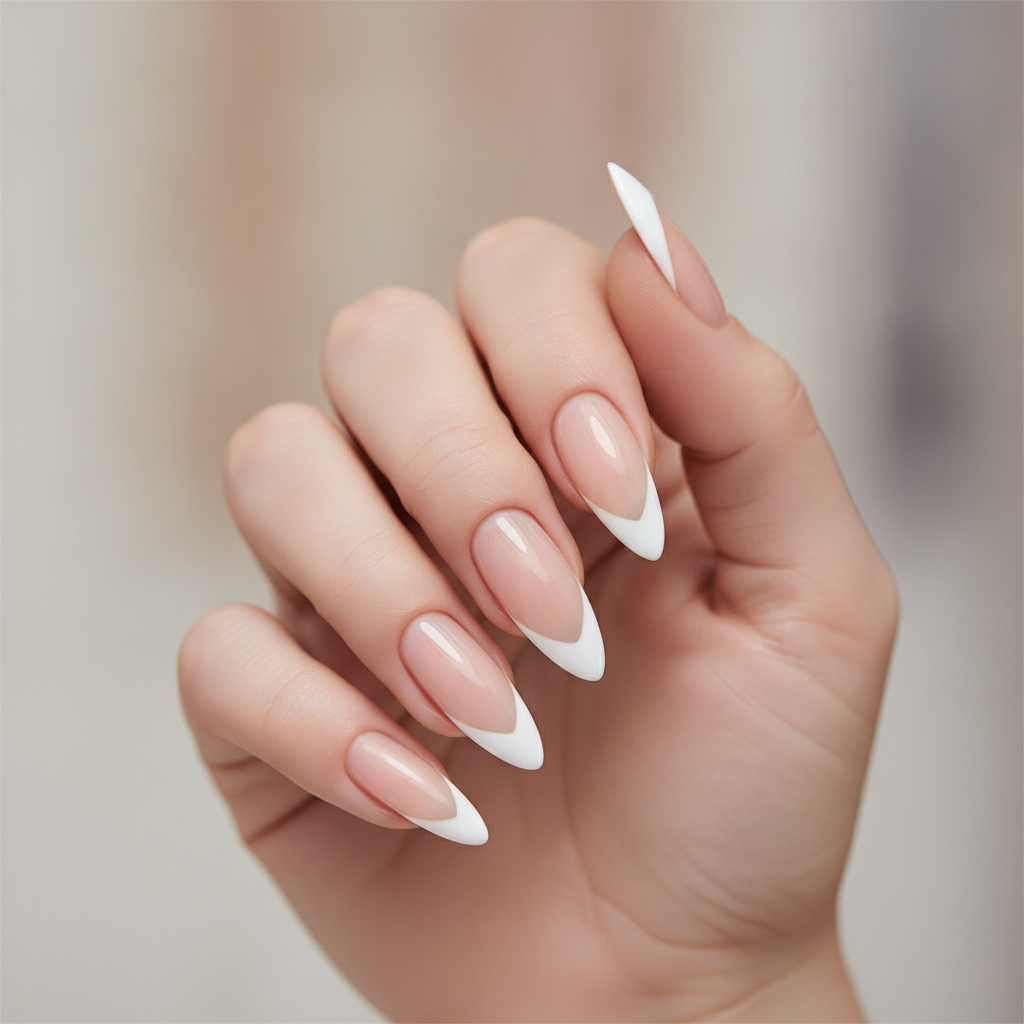 Long nude stilettos with French tips