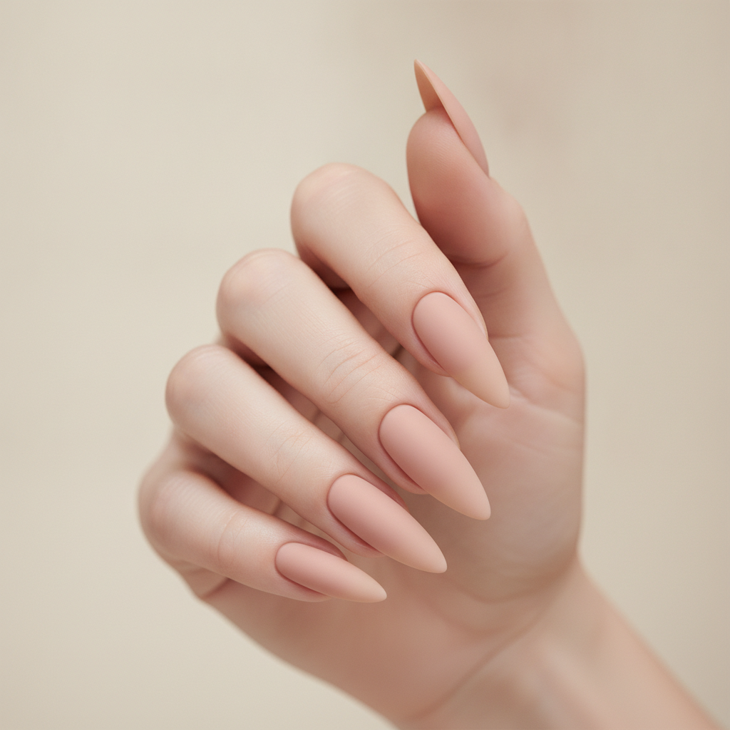 Long matte nude stilettos