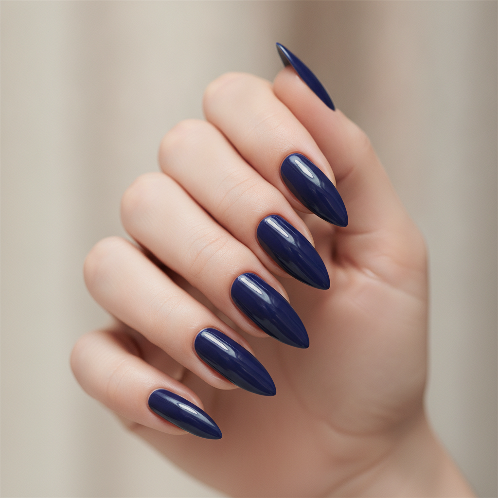 Long navy stiletto gloss