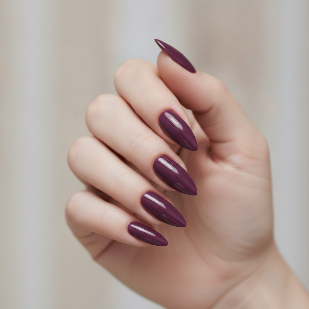 Long plum stiletto gloss