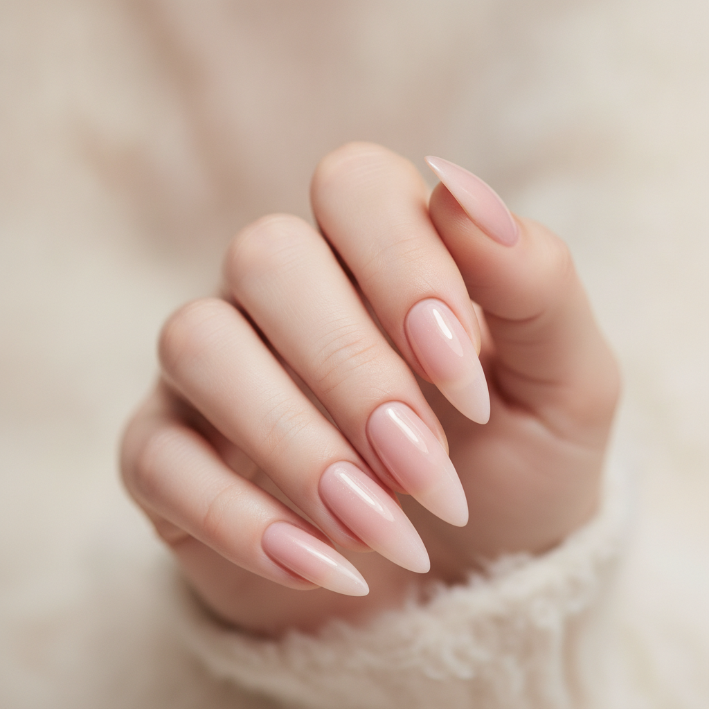 Long sheer pink stilettos