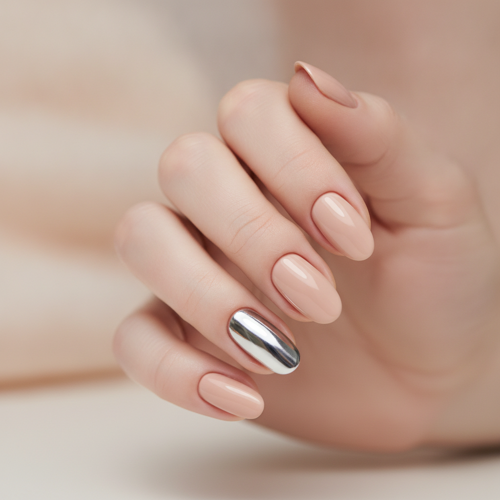 Nude with chrome accent