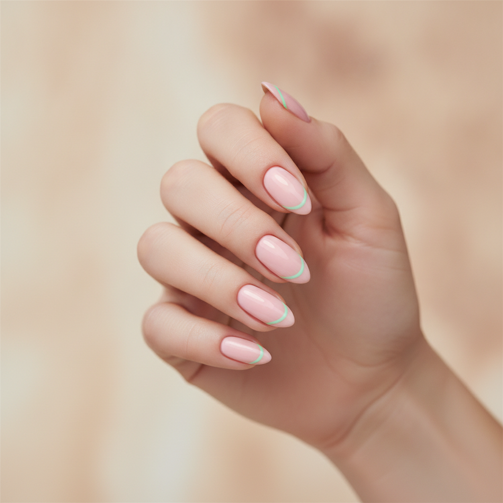 Pink with mint tip accents